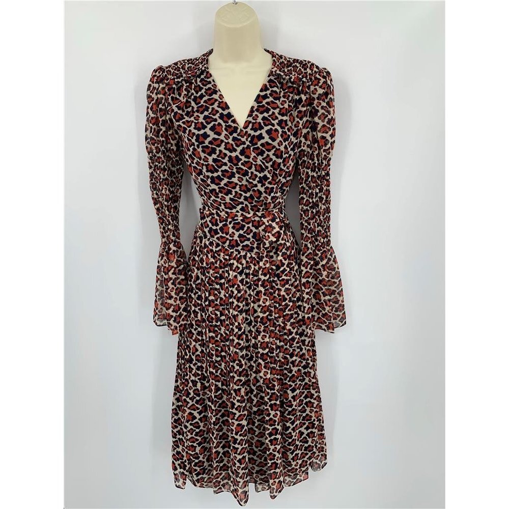 DVF Diane von Furstenberg Ani Taren Small Brick animal leopard red navy new M